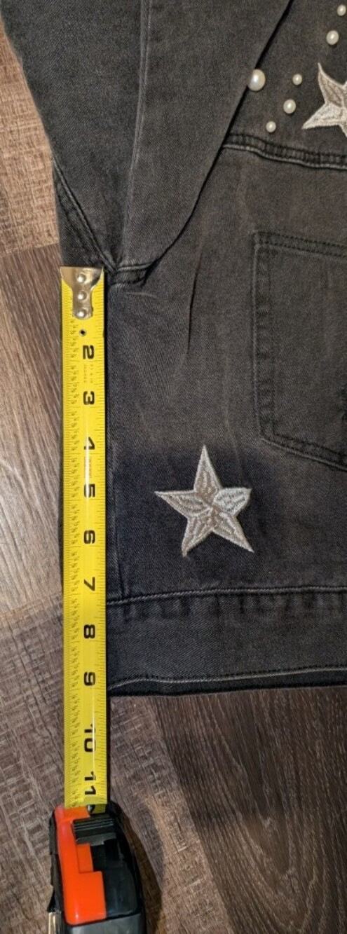 POL Black Denim Jacket with Pearl Studs & Star Appliqués - Picture 5 of 6